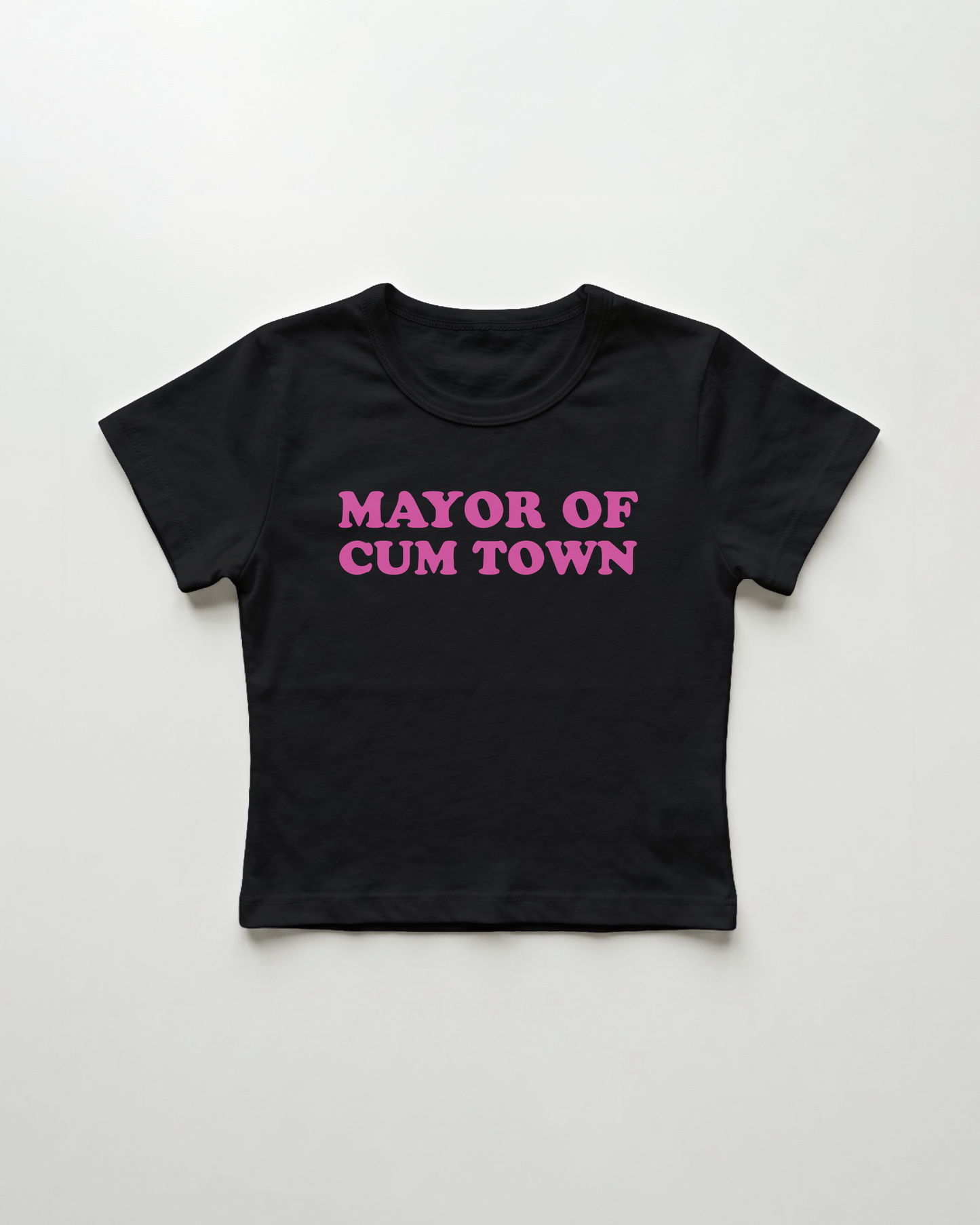 mayor of cum town cropped Baby Tee Schwarz | Lolita Sinz