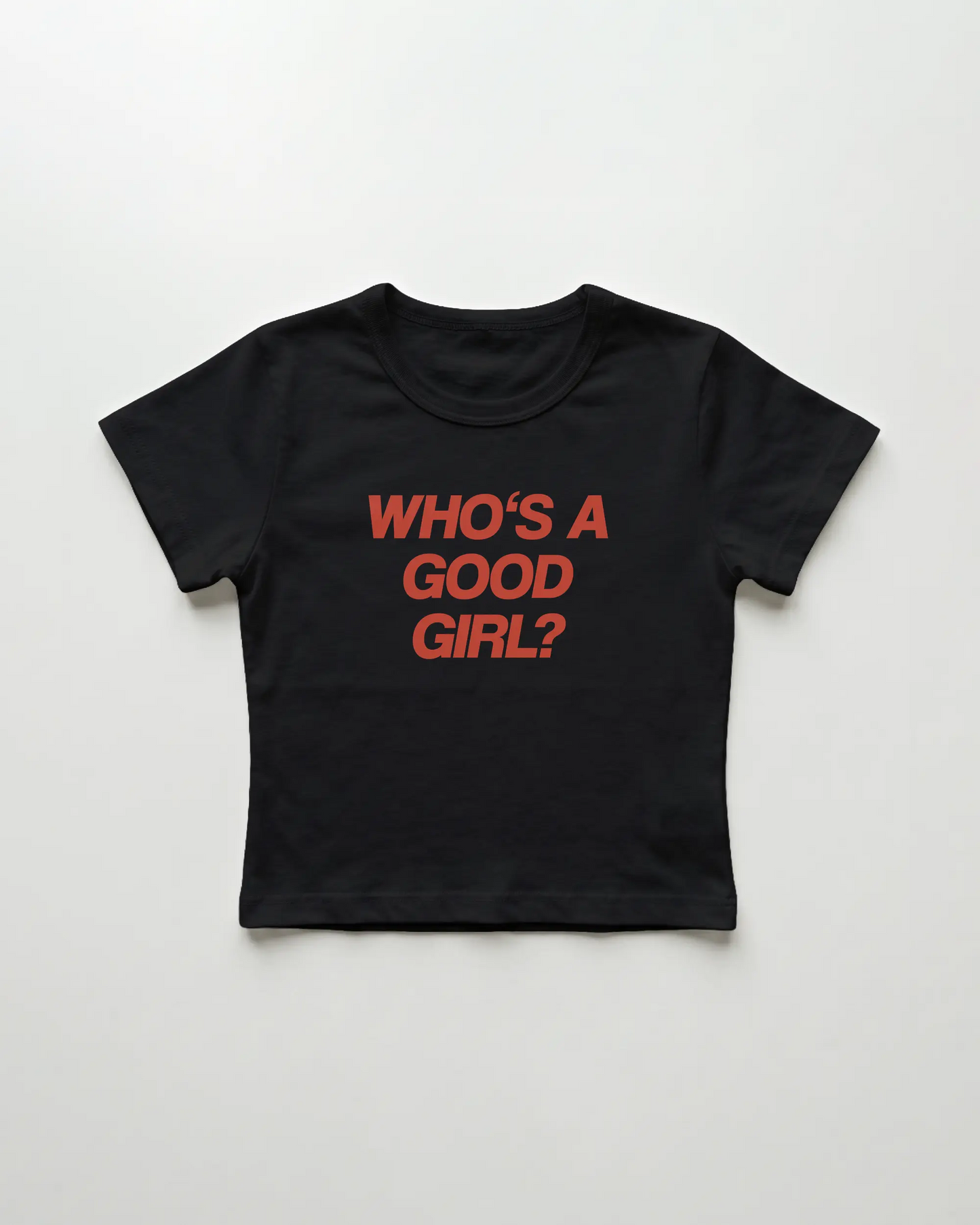 who's a good girl cropped Baby Tee Schwarz | Lolita Sinz