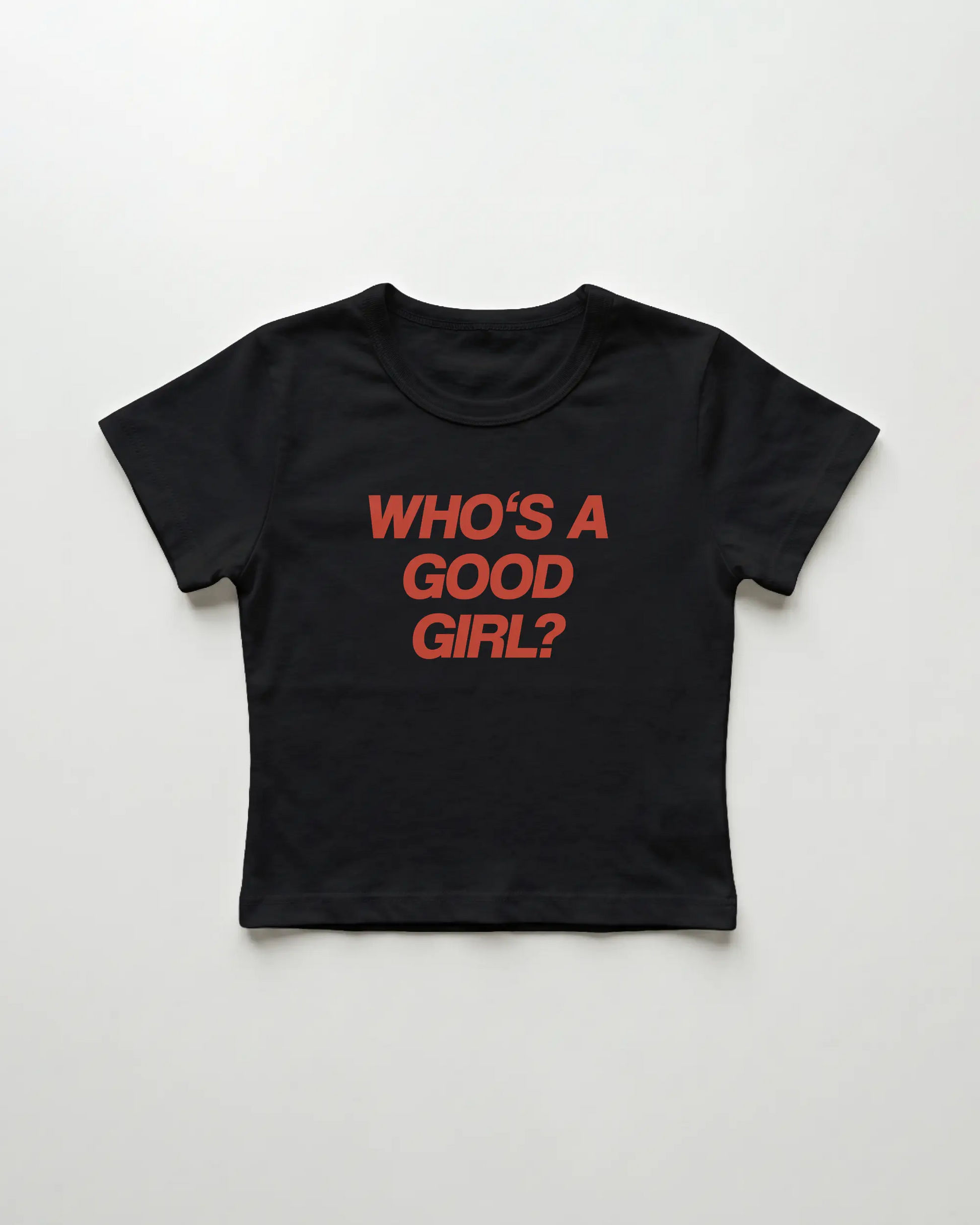 who's a good girl cropped Baby Tee Schwarz | Lolita Sinz