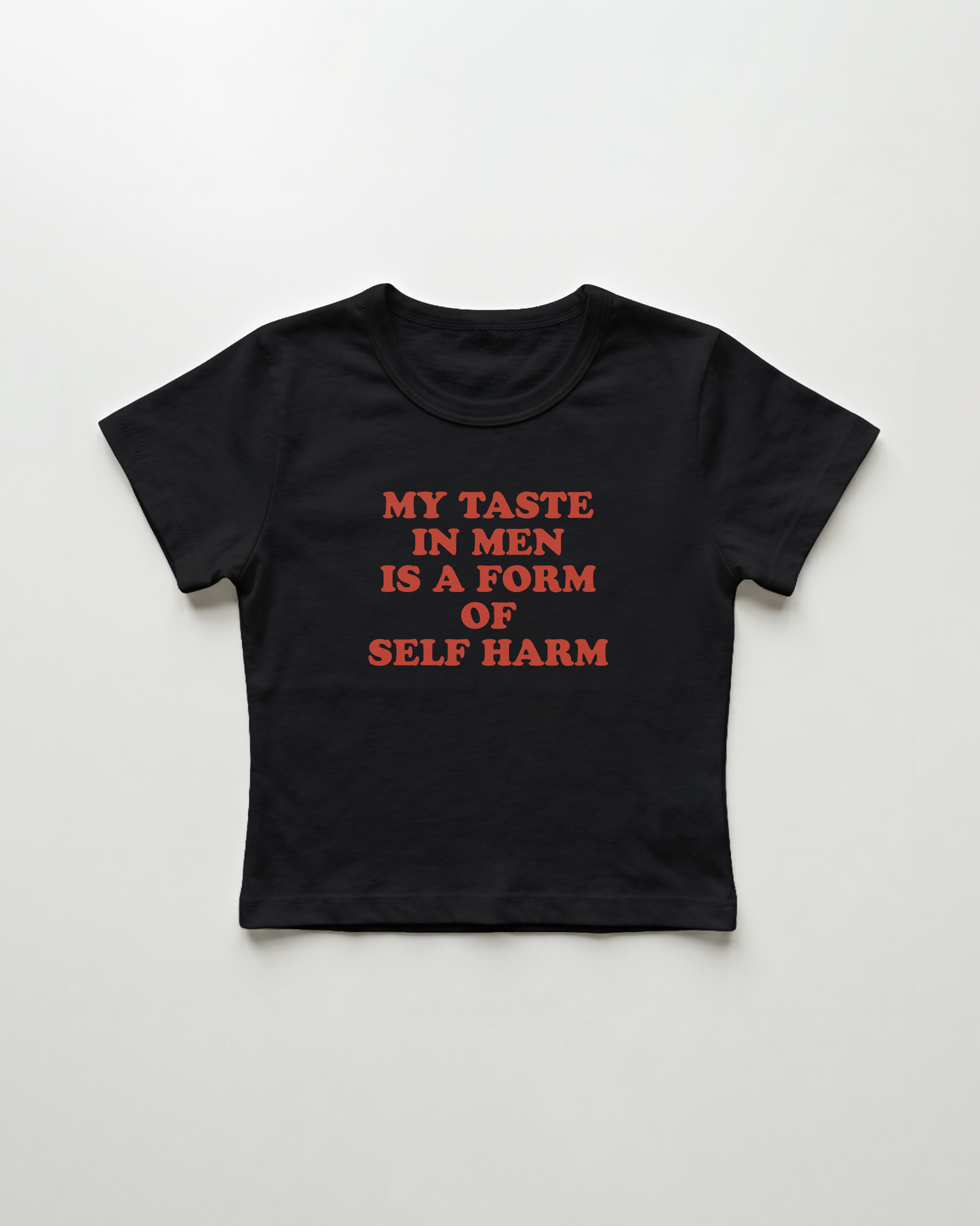 my taste in men is a form of self harm cropped Baby Tee Schwarz | Lolita Sinz