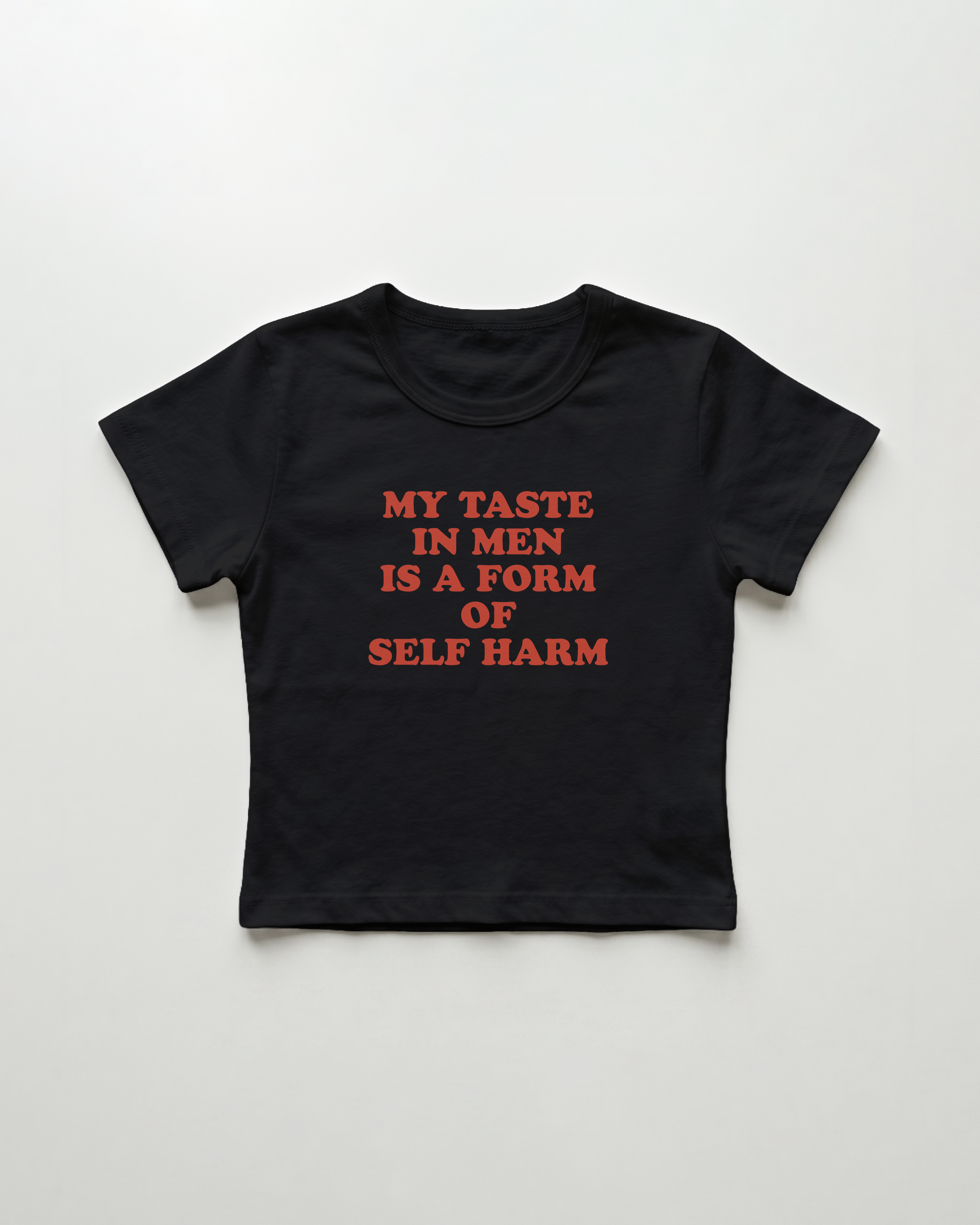 my taste in men is a form of self harm cropped Baby Tee Schwarz | Lolita Sinz