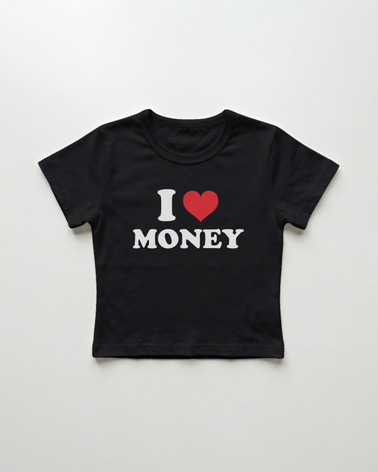 I love money cropped Baby Tee Schwarz | Lolita Sinz