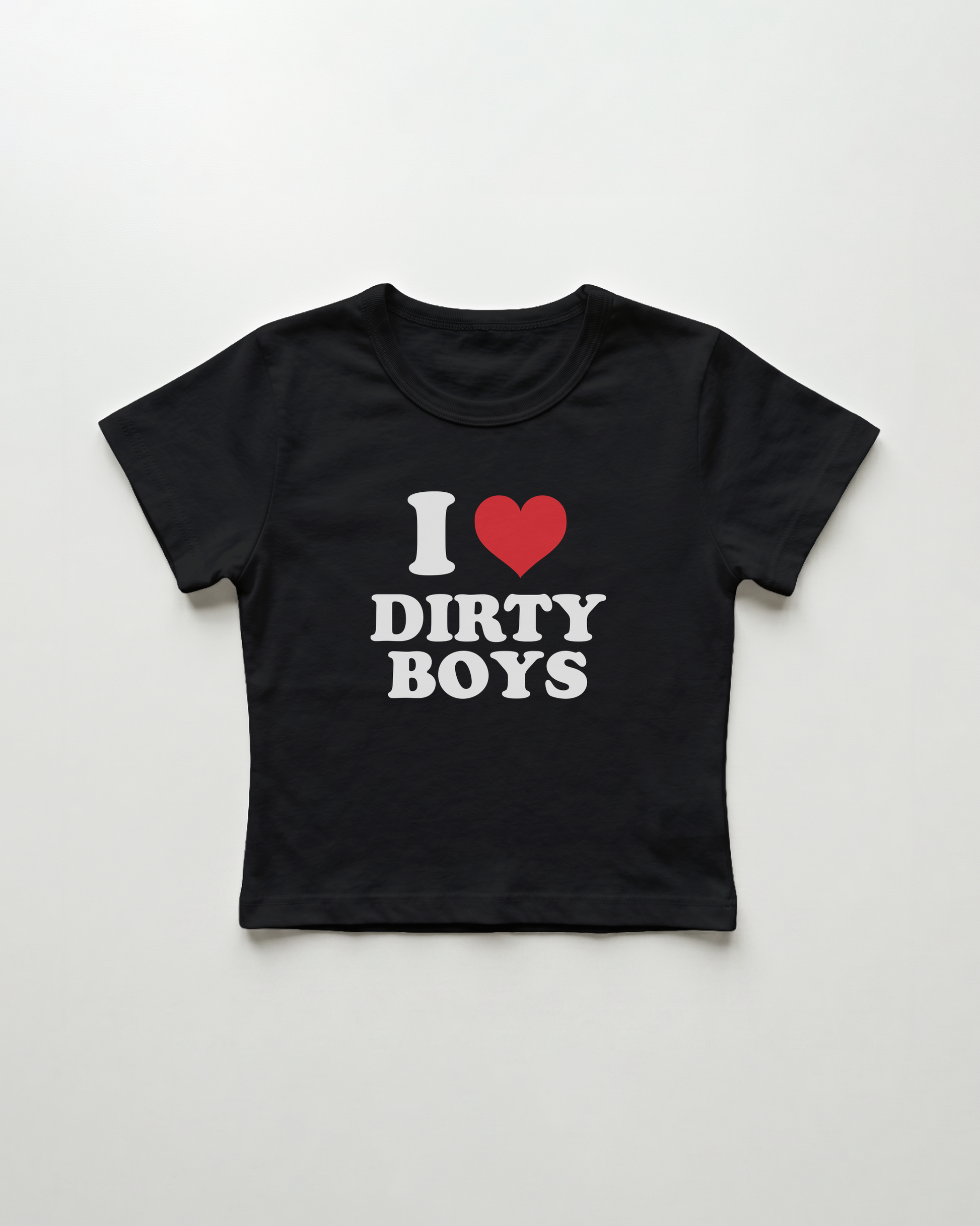 I love dirty boys cropped Baby Tee Schwarz | Lolita Sinz
