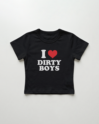 I love dirty boys cropped Baby Tee Schwarz | Lolita Sinz