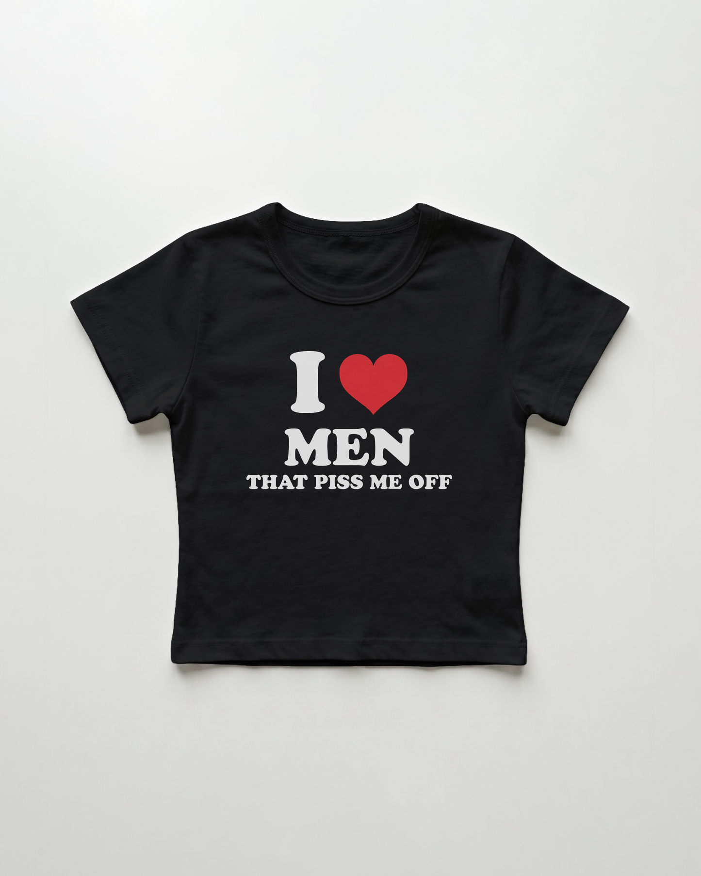 I love men that piss me off cropped Baby Tee Schwarz | Lolita Sinz