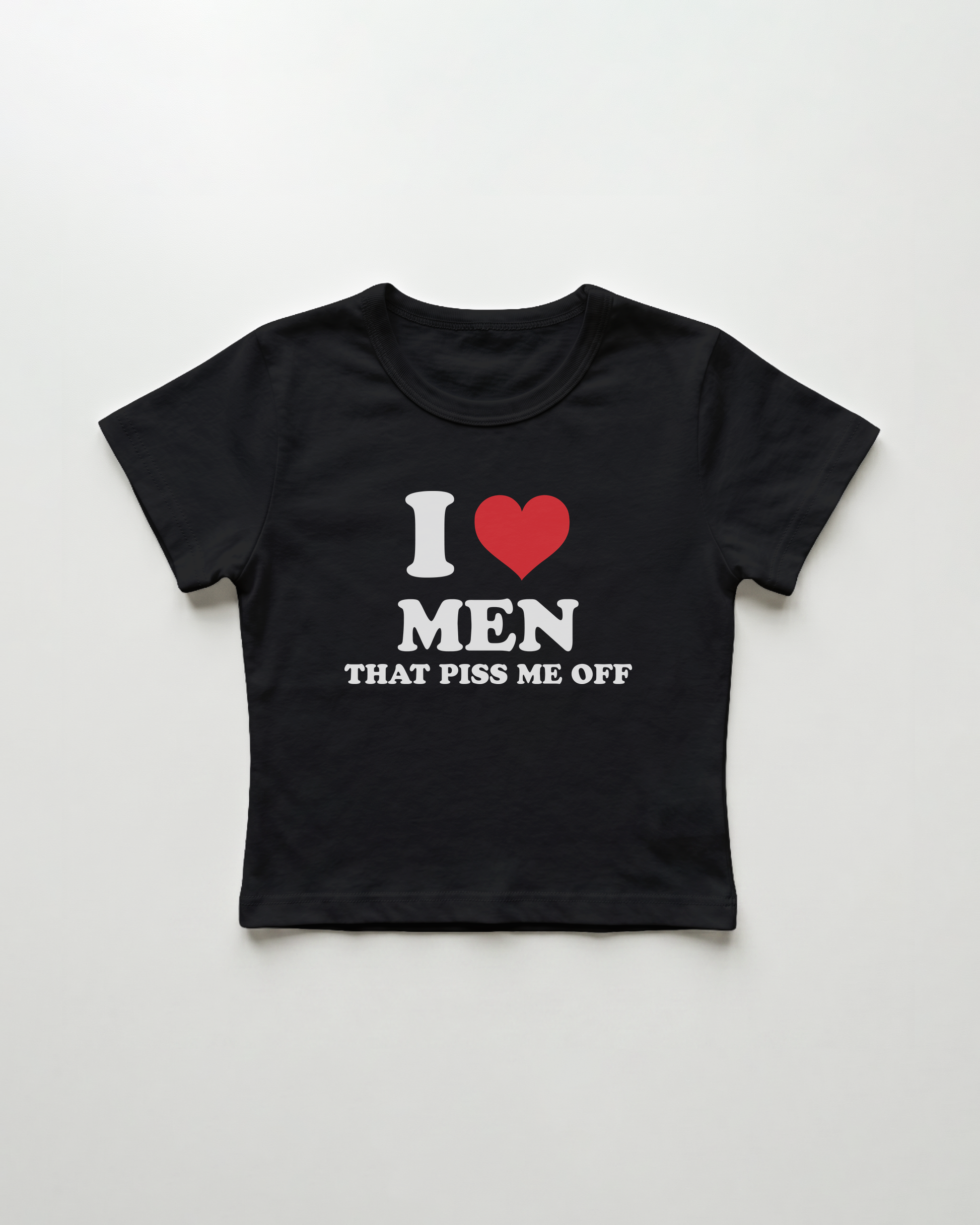 I love men that piss me off cropped Baby Tee Schwarz | Lolita Sinz