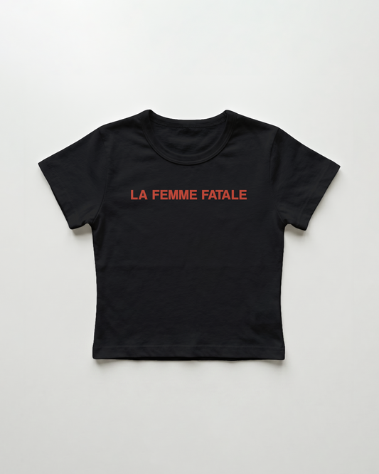 la femme fatale cropped Baby Tee Schwarz | Lolita Sinz