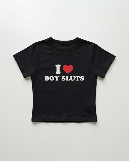 I love boy sluts cropped Baby Tee Schwarz | Lolita Sinz