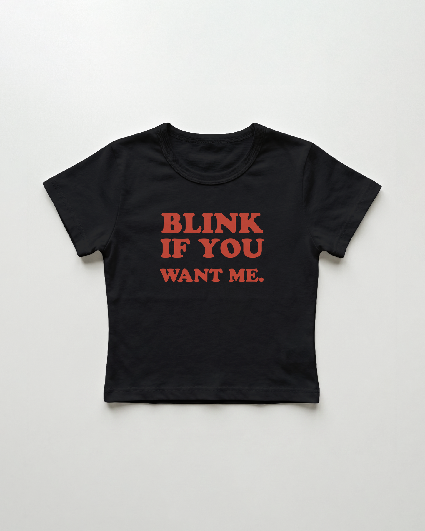 blink if you want me. cropped Baby Tee Schwarz | Lolita Sinz