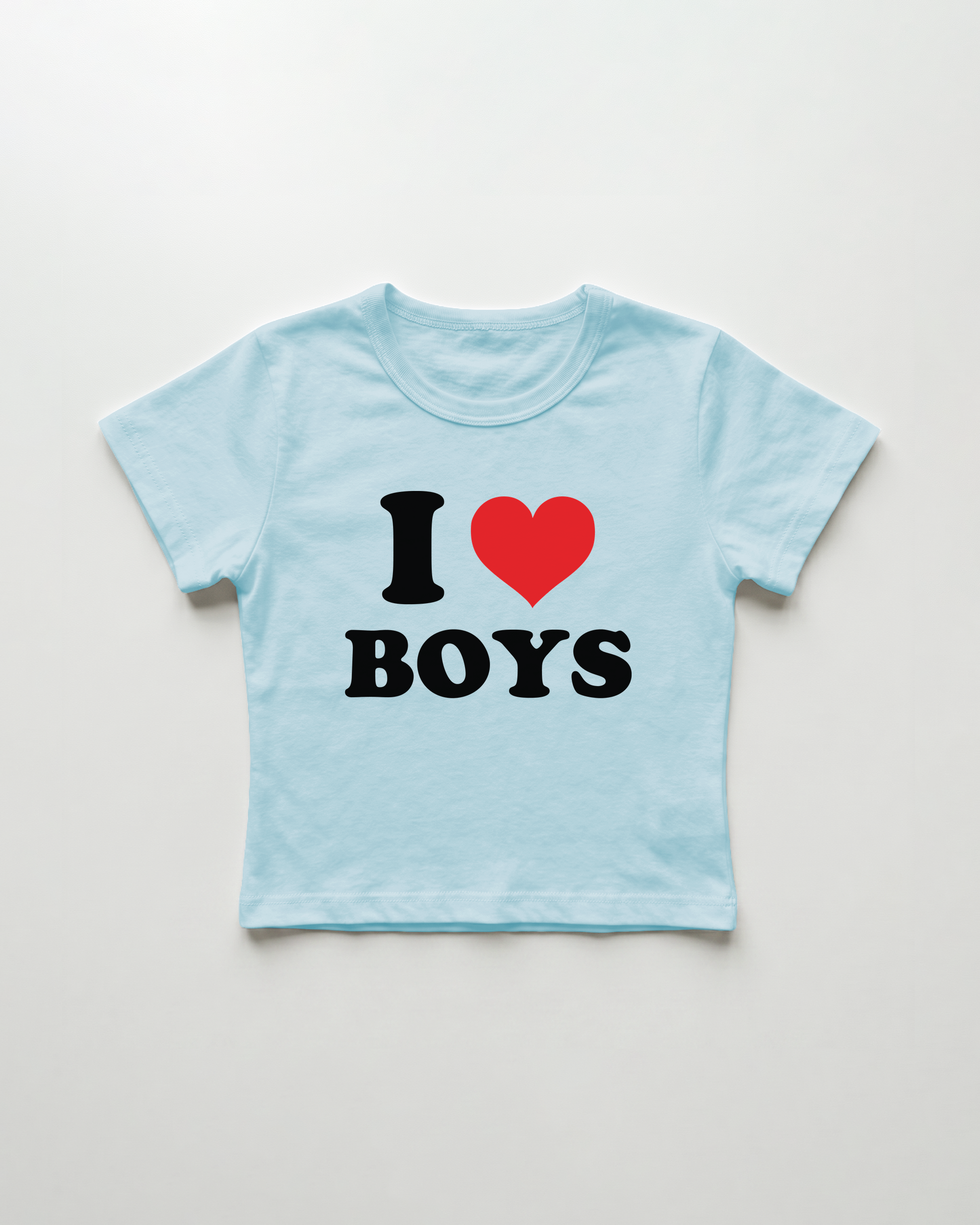 I love boys cropped Baby Tee Blue | Lolita Sinz