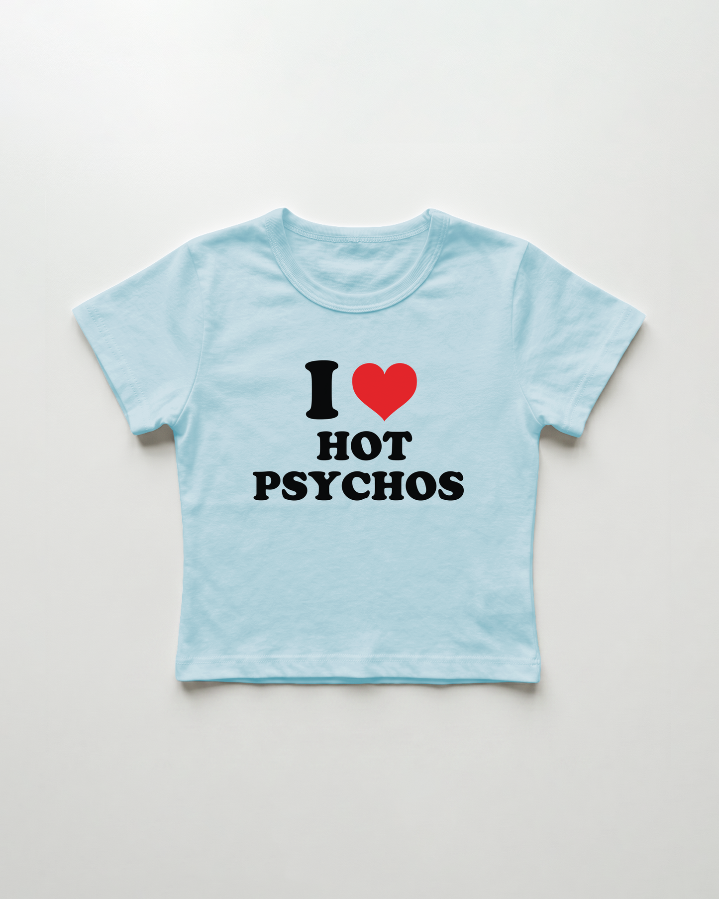 I love hot psychos cropped Baby Tee Blue | Lolita Sinz