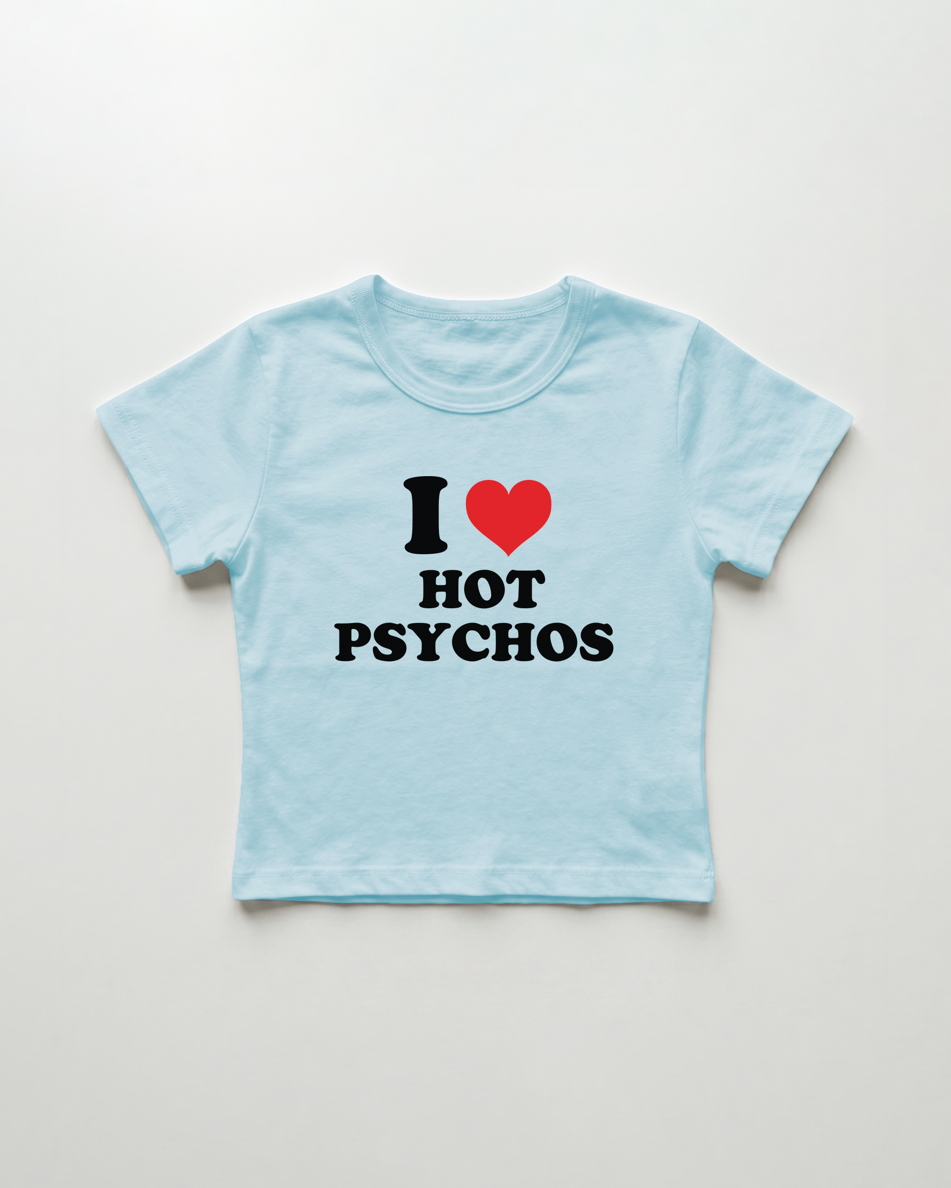 I love hot psychos cropped Baby Tee Blue | Lolita Sinz