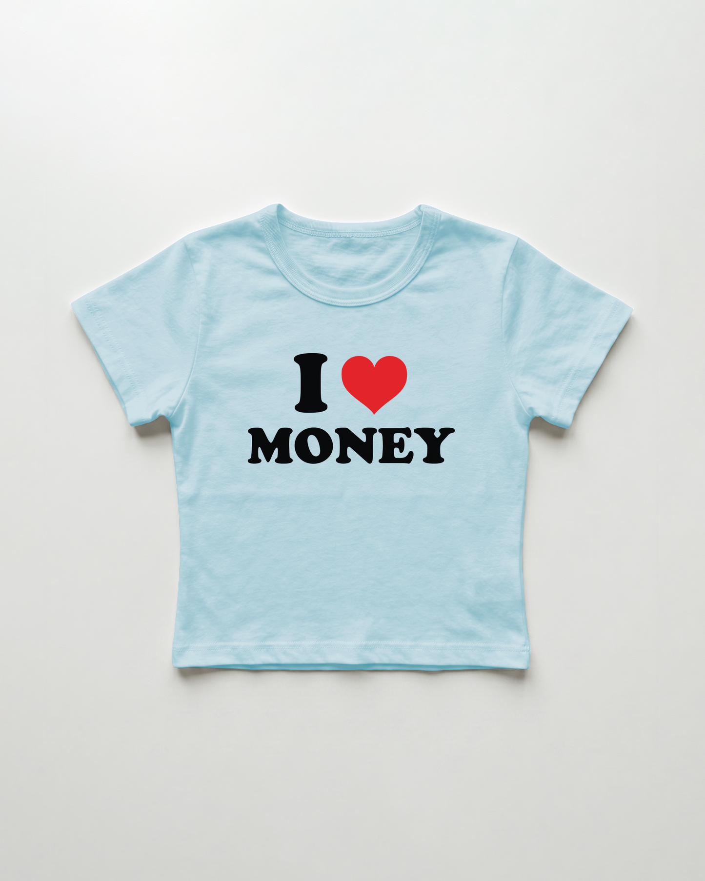I love money cropped Baby Tee Blue | Lolita Sinz