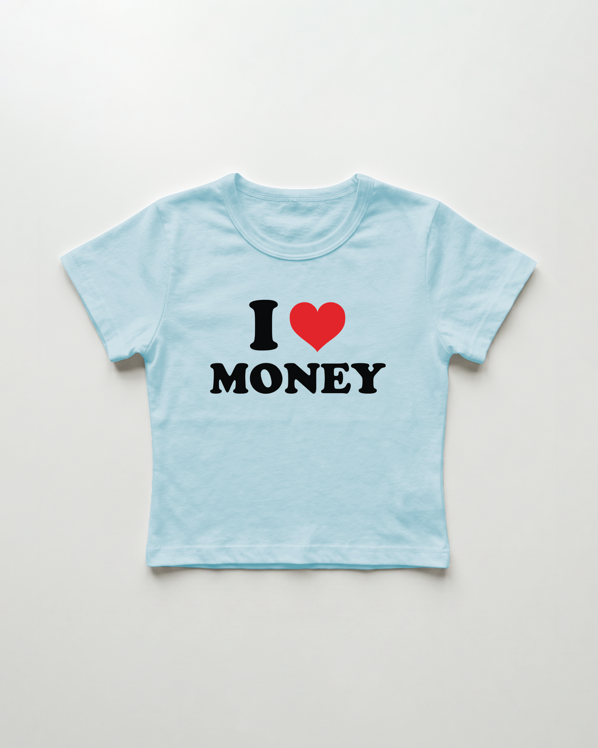 I love money cropped Baby Tee Blue | Lolita Sinz