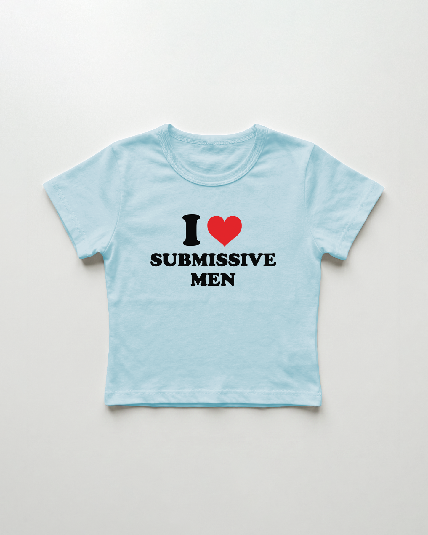 I love submissive men cropped Baby Tee Blue | Lolita Sinz