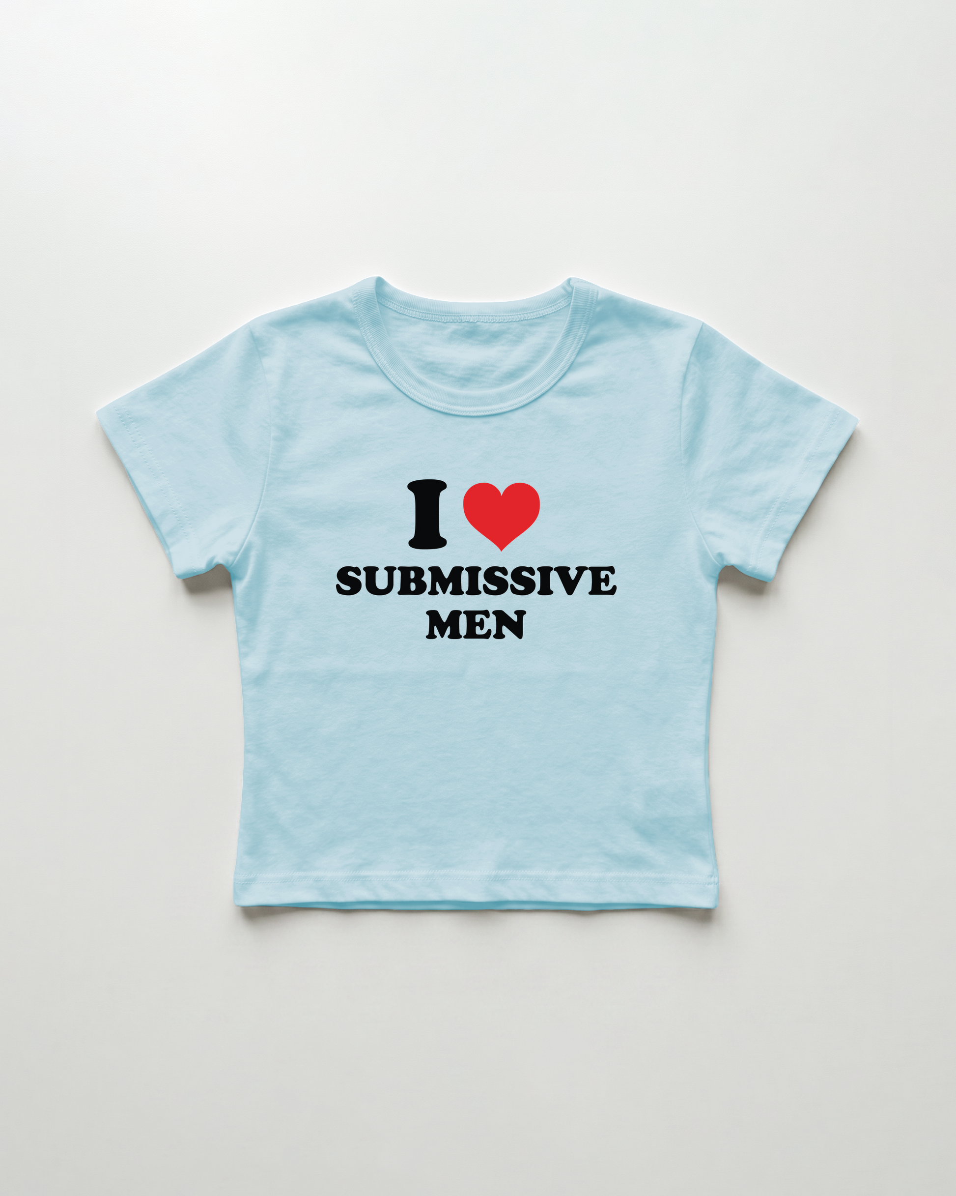 I love submissive men cropped Baby Tee Blue | Lolita Sinz