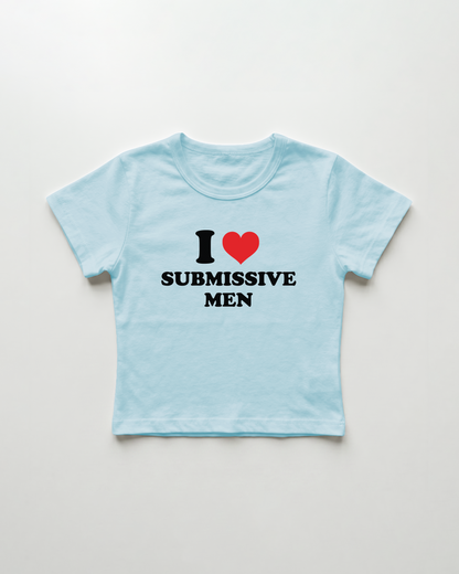 I love submissive men cropped Baby Tee Blue | Lolita Sinz