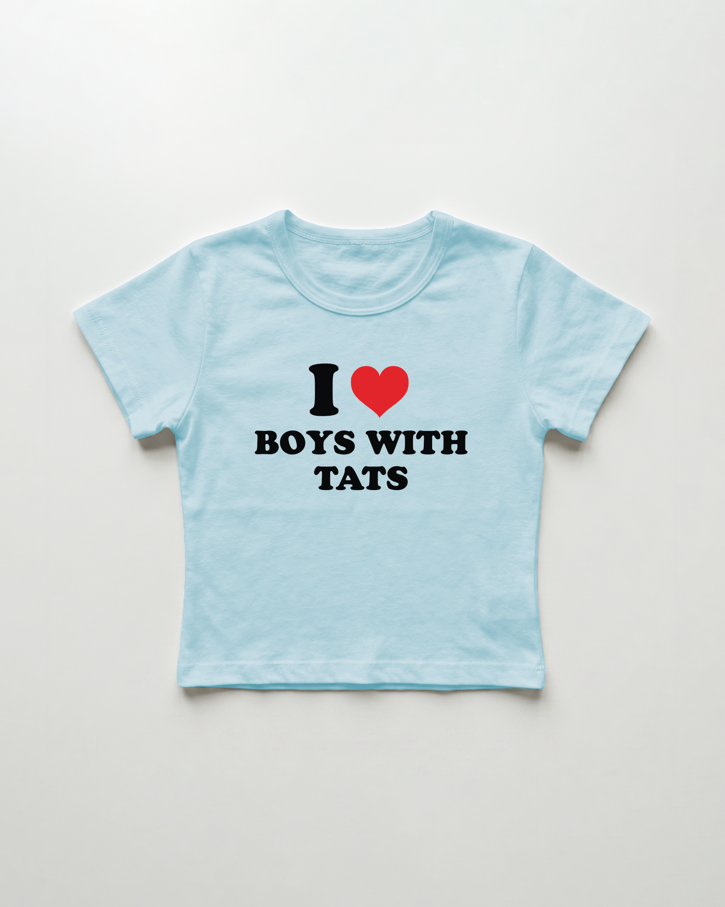 I love boys with tats cropped Baby Tee Blue | Lolita Sinz