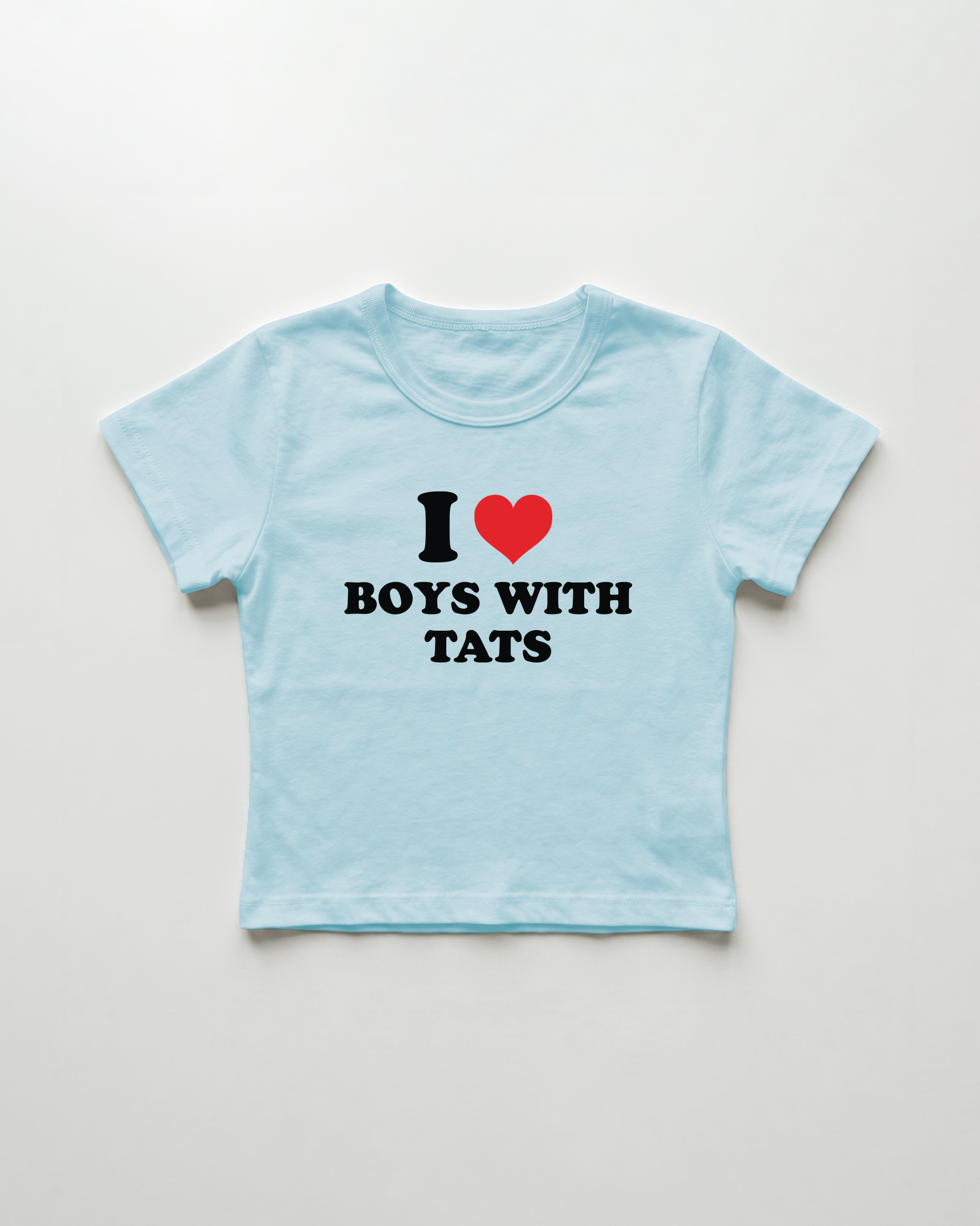 I love boys with tats cropped Baby Tee Blue | Lolita Sinz