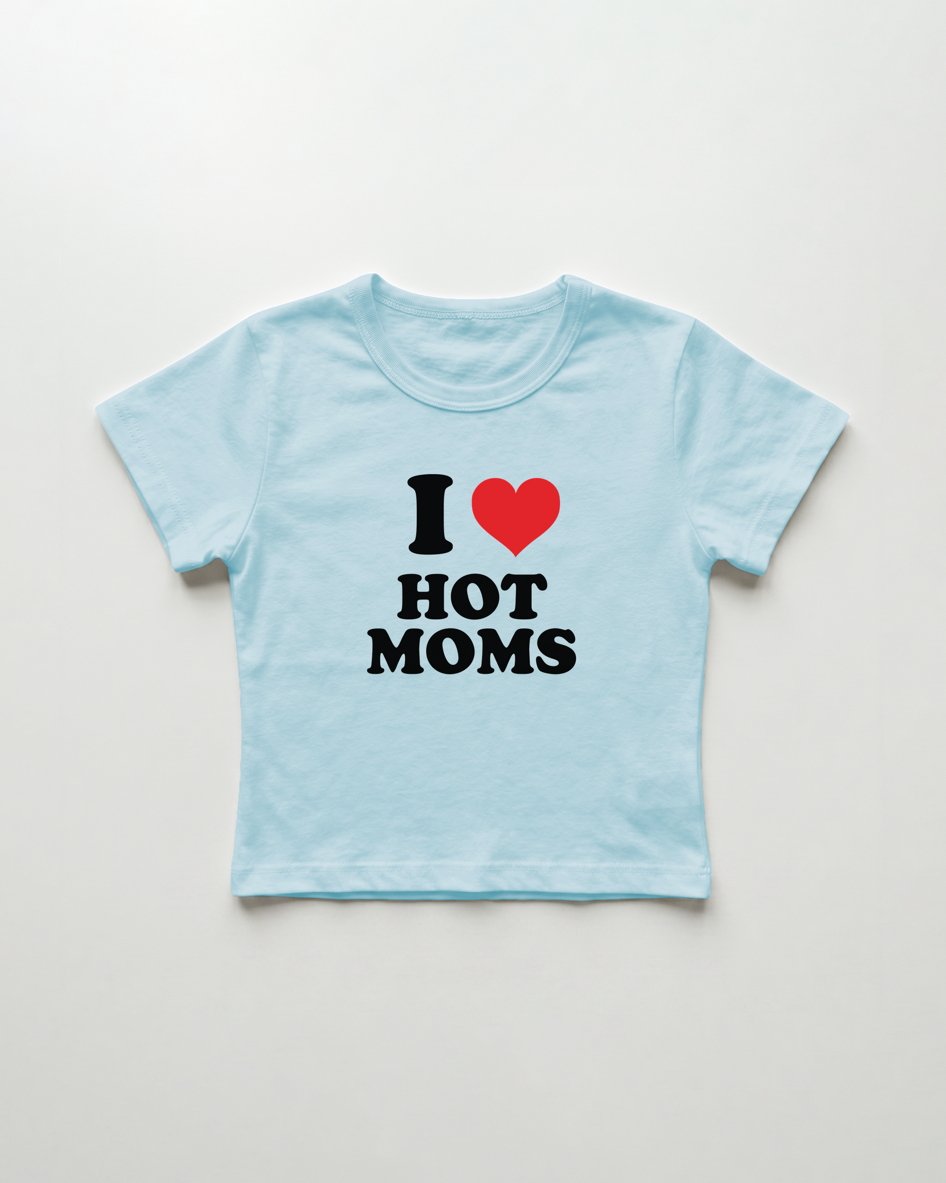 I love hot moms cropped Baby Tee Blue | Lolita Sinz