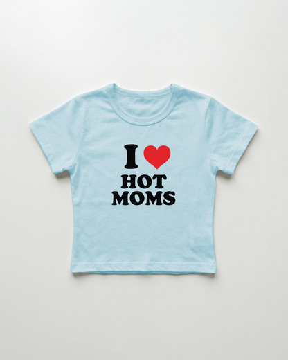I love hot moms cropped Baby Tee Blue | Lolita Sinz