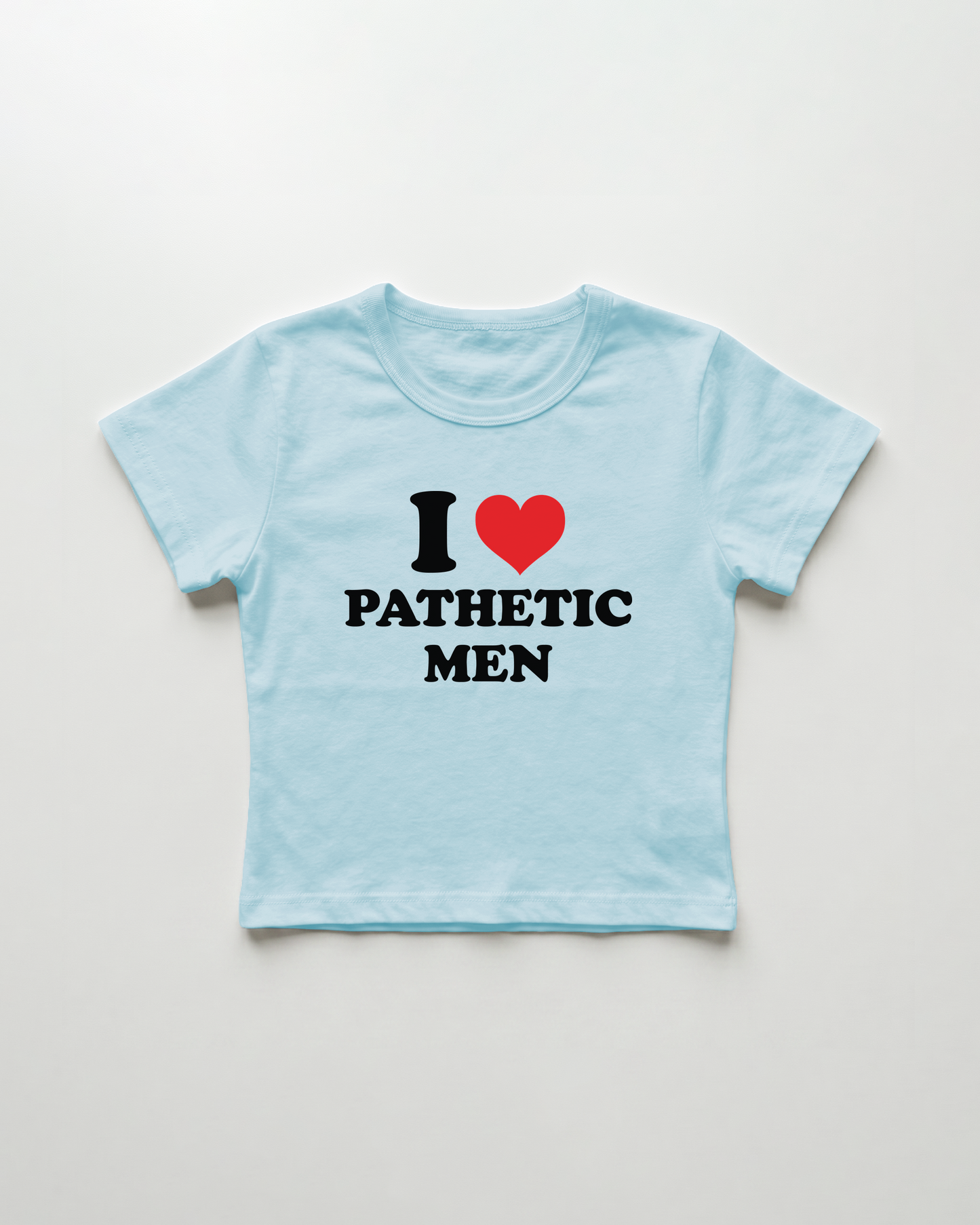 I love pathetic men cropped Baby Tee Blue | Lolita Sinz