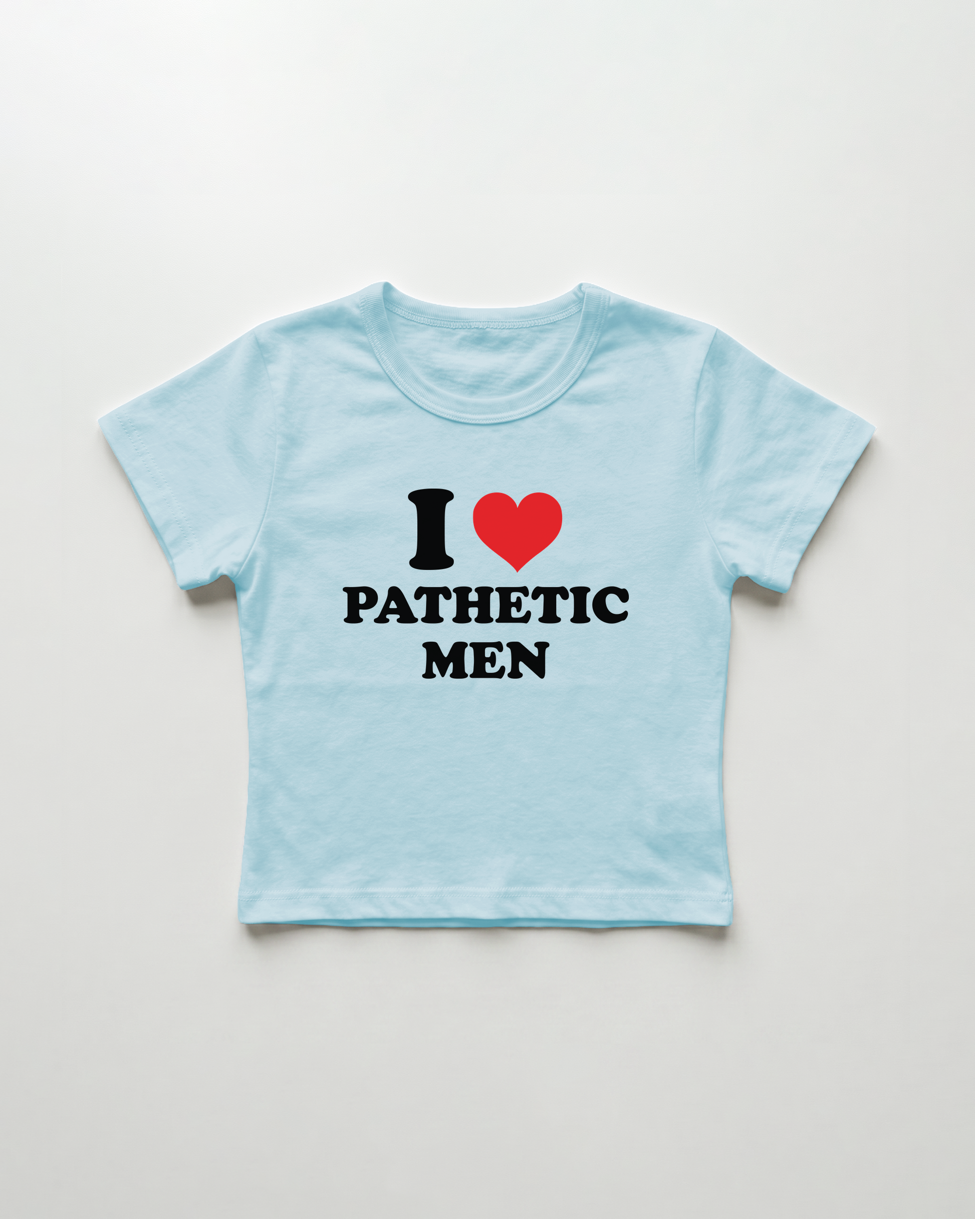 I love pathetic men cropped Baby Tee Blue | Lolita Sinz