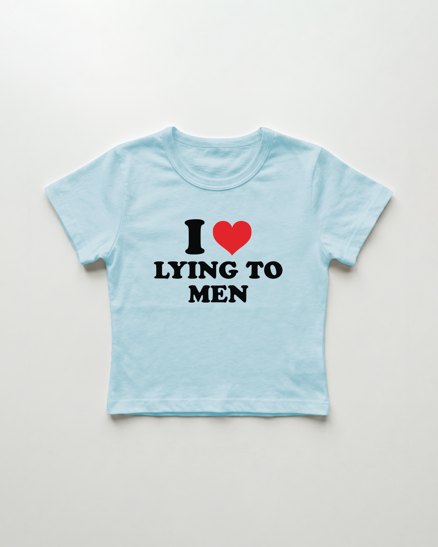 I love lying to men cropped Baby Tee Blue | Lolita Sinz