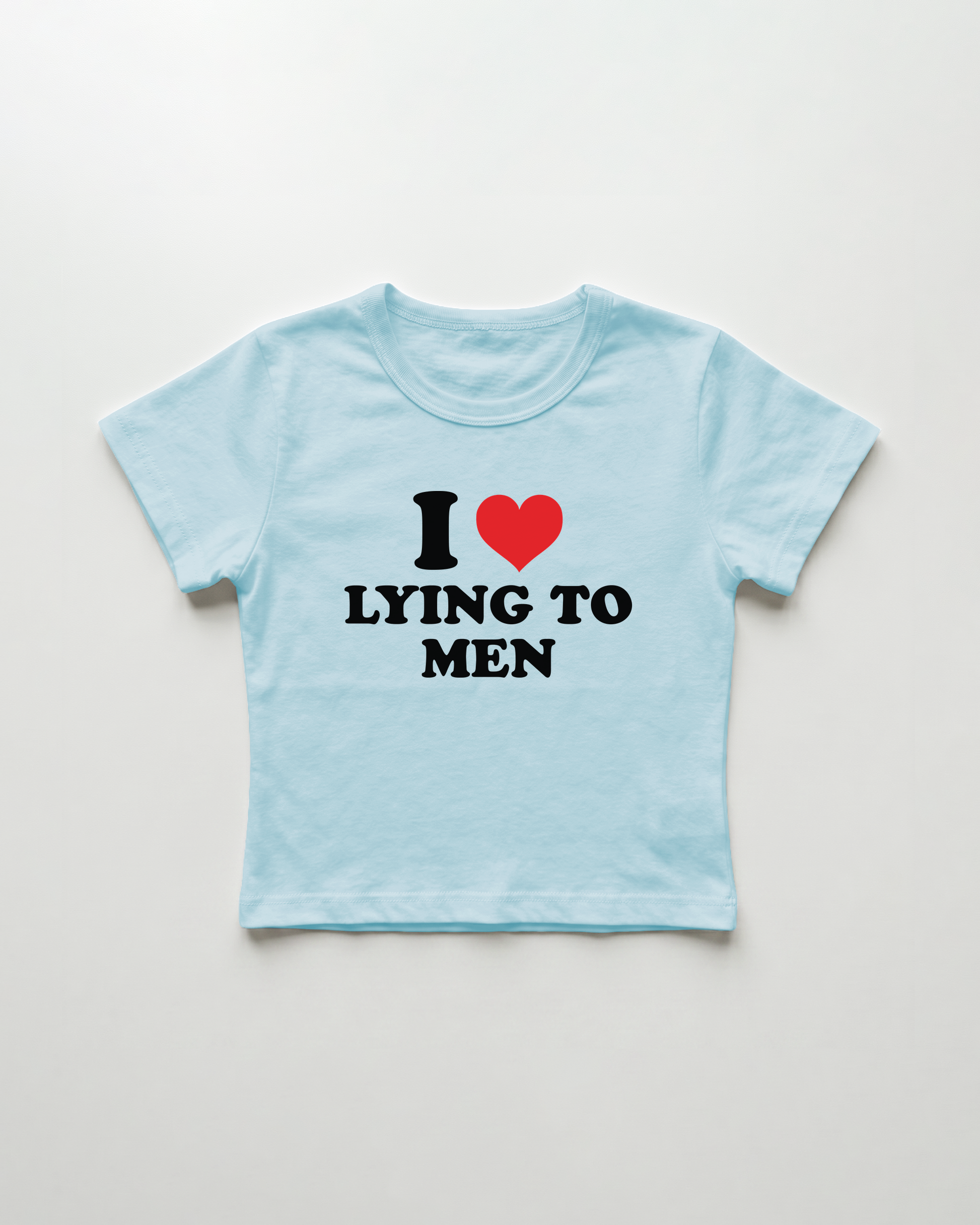 I love lying to men cropped Baby Tee Blue | Lolita Sinz