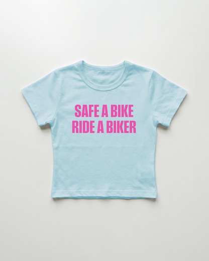 safe a bike ride a biker cropped Baby Tee