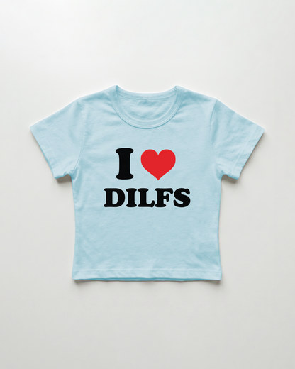 I love dilfs cropped Baby Tee Blue | Lolita Sinz