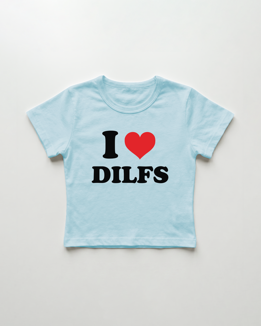 I love dilfs cropped Baby Tee Blue | Lolita Sinz