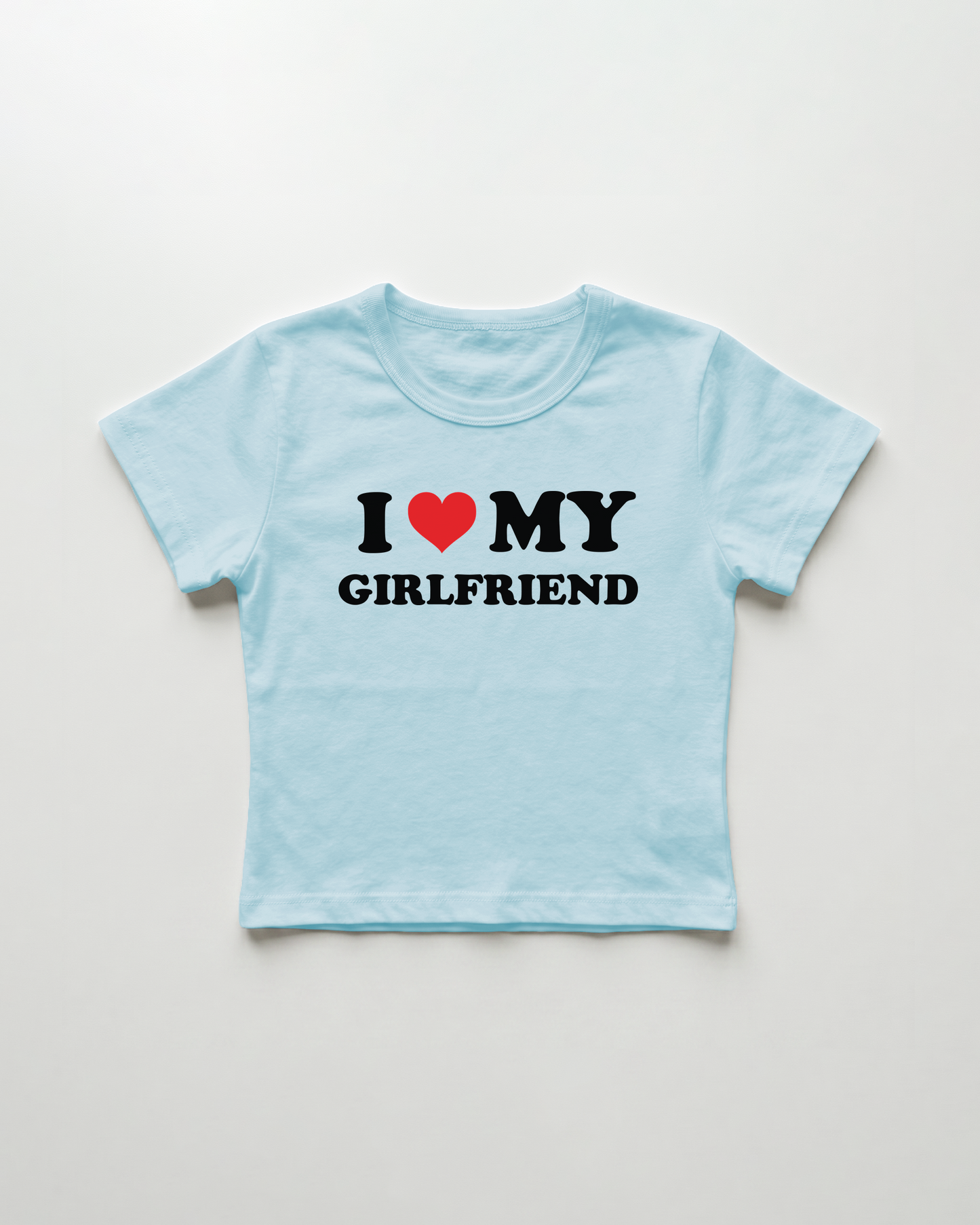 I love my girlfriend cropped Baby Tee Blue | Lolita Sinz