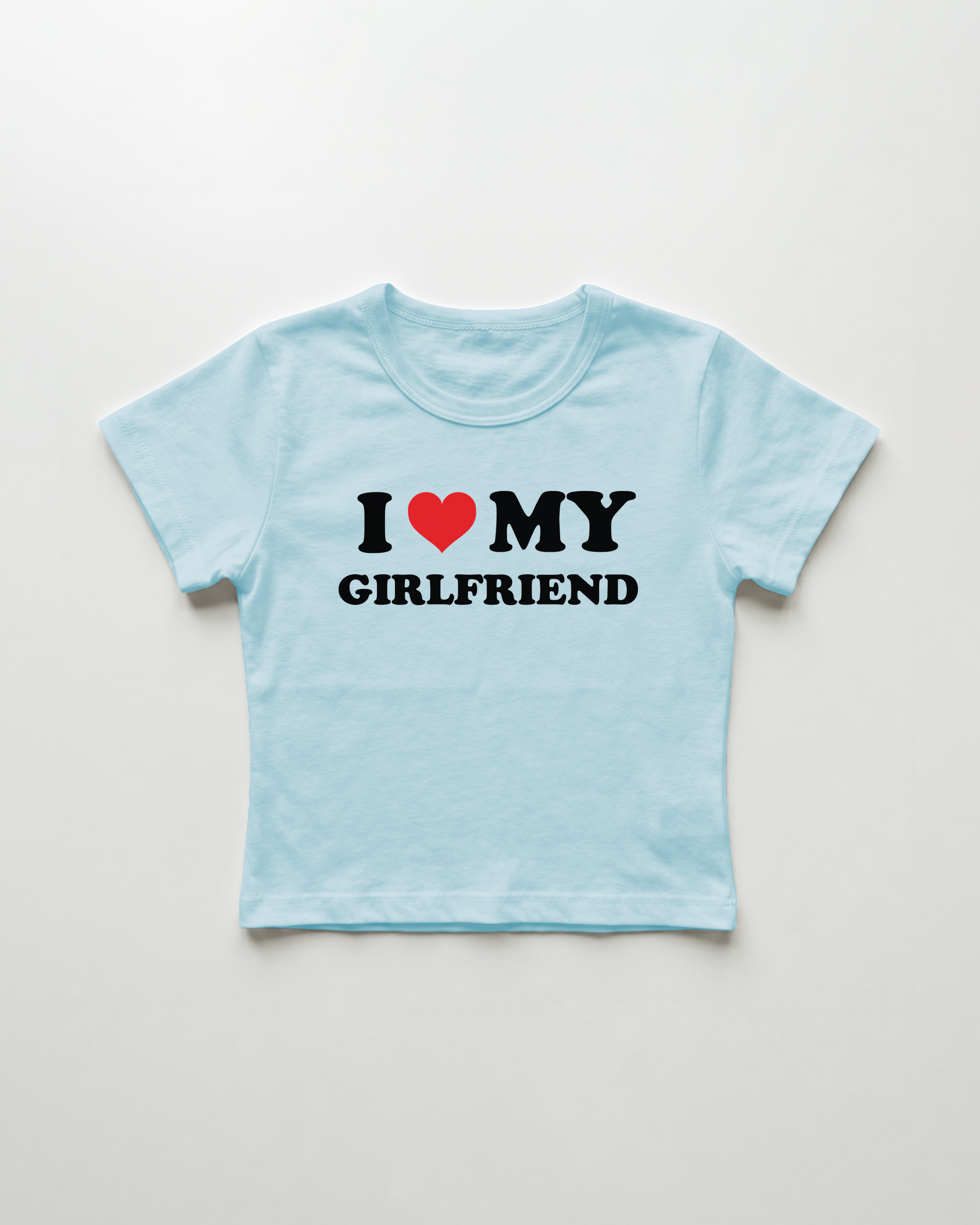I love my girlfriend cropped Baby Tee Blue | Lolita Sinz
