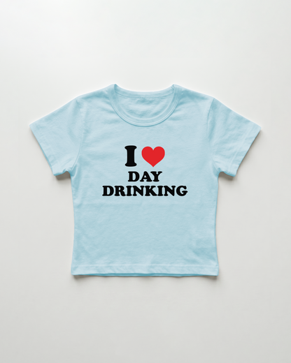 I love day drinking cropped Baby Tee Blue | Lolita Sinz