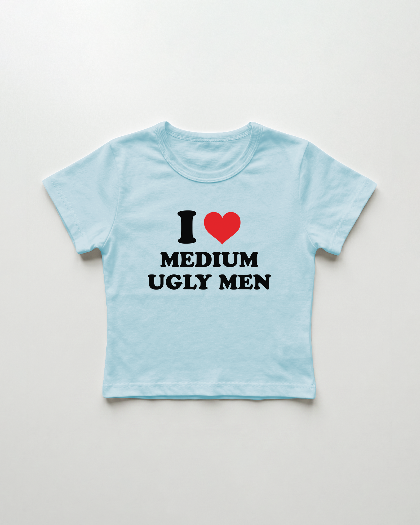 I love medium ugly men cropped Baby Tee Blue | Lolita Sinz