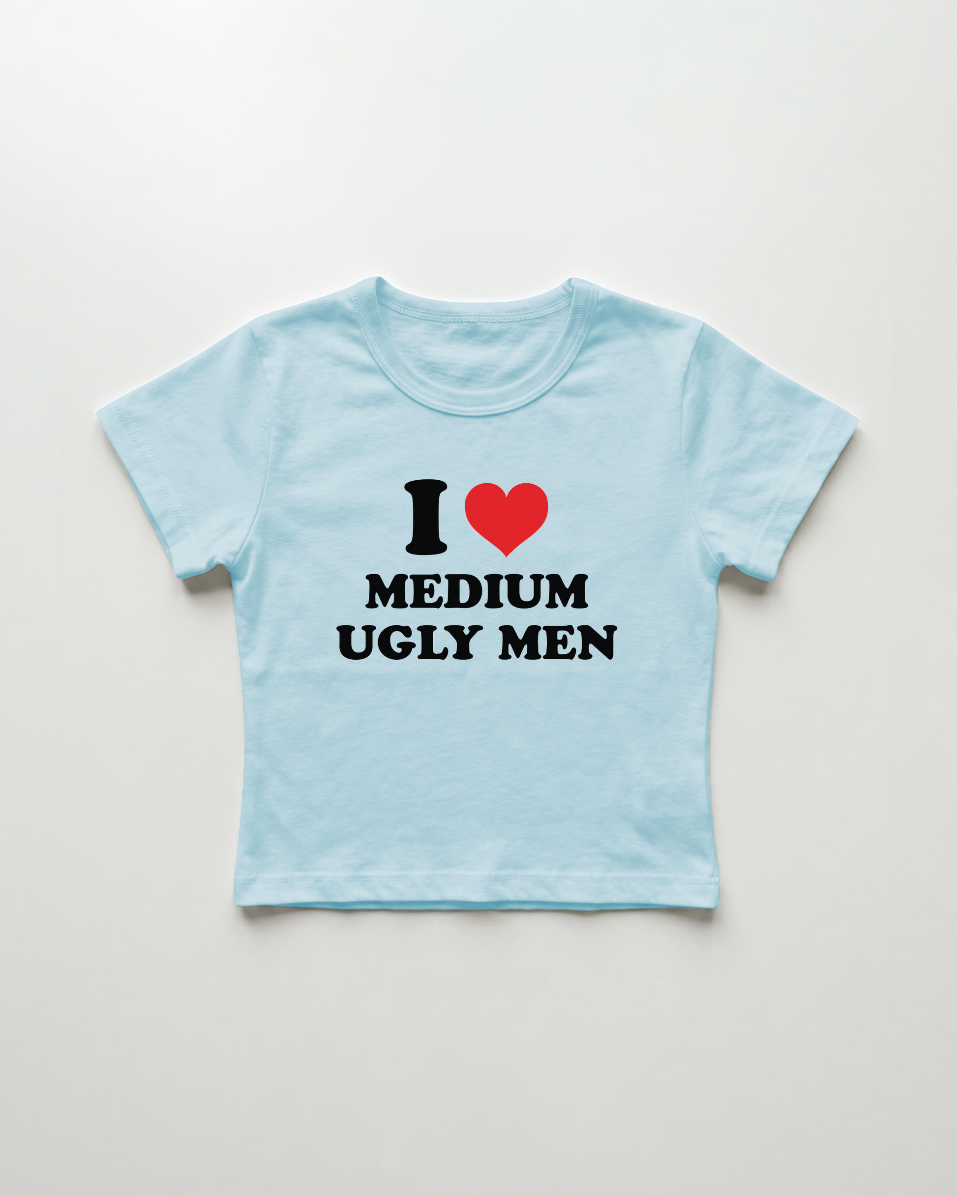 I love medium ugly men cropped Baby Tee Blue | Lolita Sinz