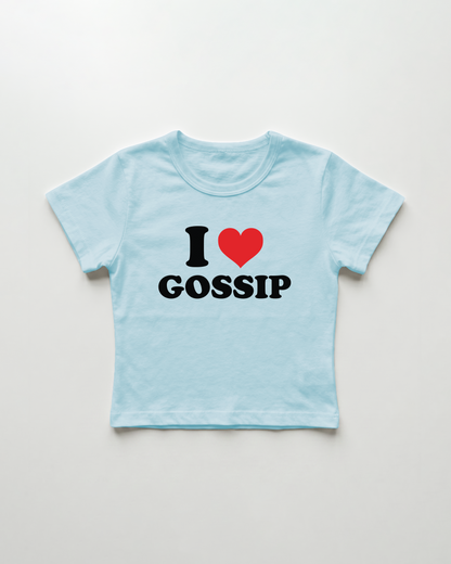 I love gossip cropped Baby Tee Blue | Lolita Sinz