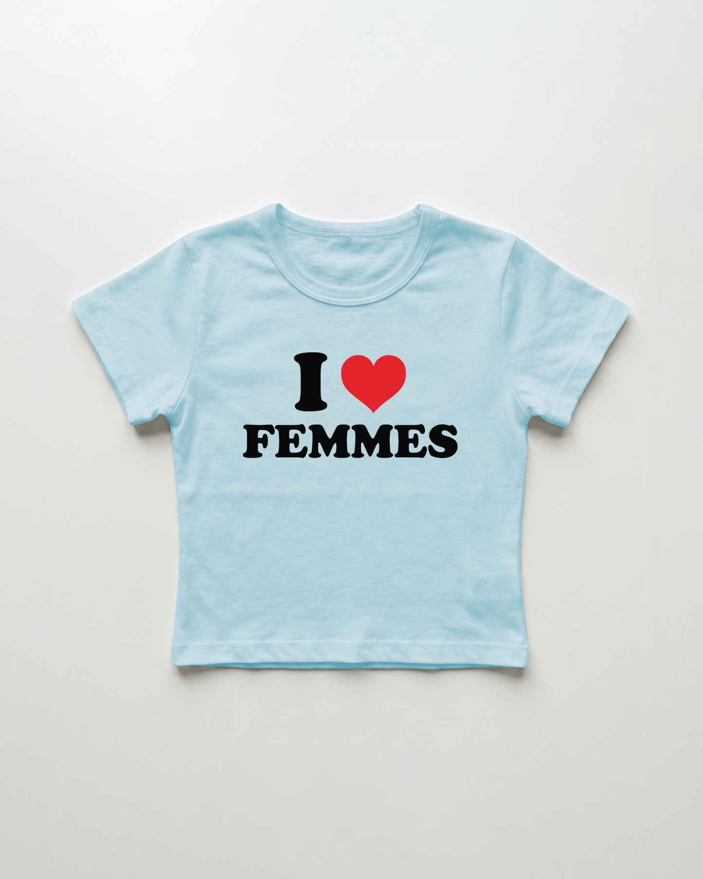 I love femmes cropped Baby Tee Blue | Lolita Sinz