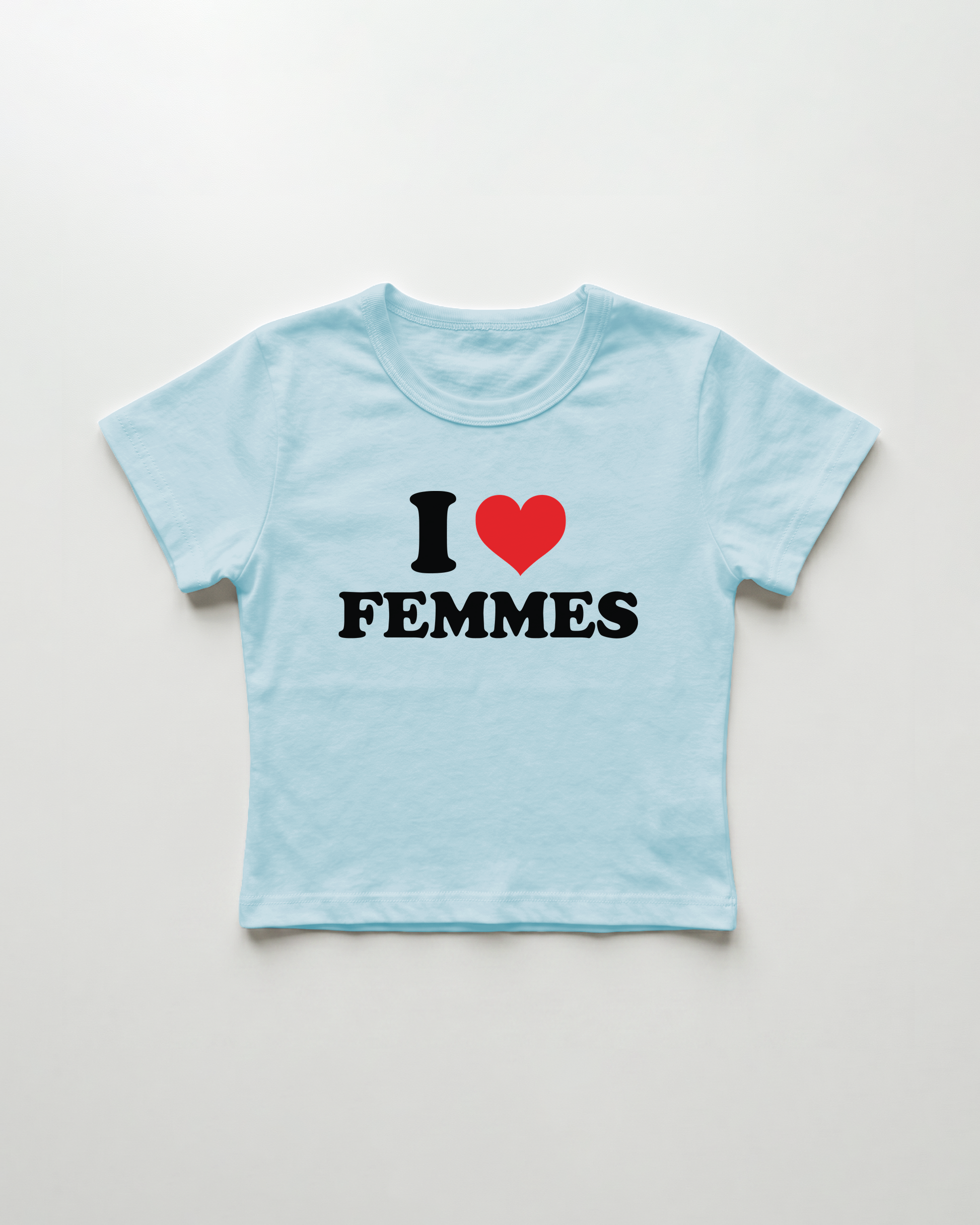 I love femmes cropped Baby Tee Blue | Lolita Sinz