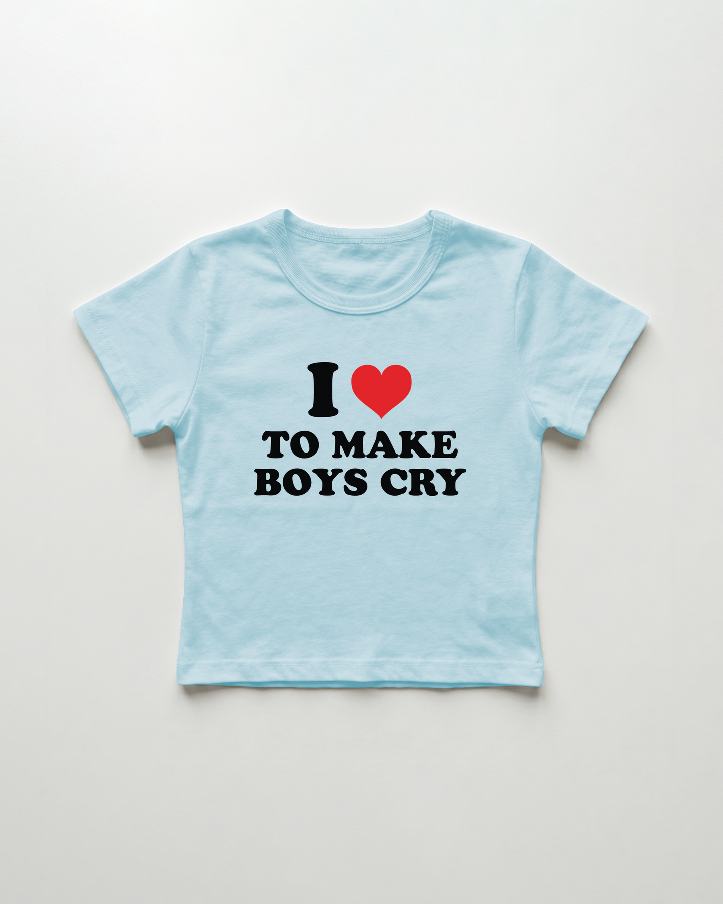 I love to make boys cry cropped Baby Tee Blue | Lolita Sinz