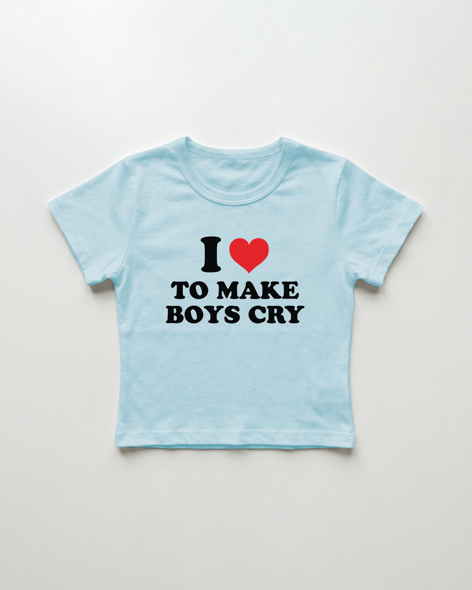 I love to make boys cry cropped Baby Tee Blue | Lolita Sinz