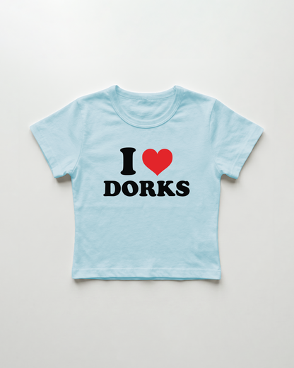 I love dorks cropped Baby Tee Blue | Lolita Sinz