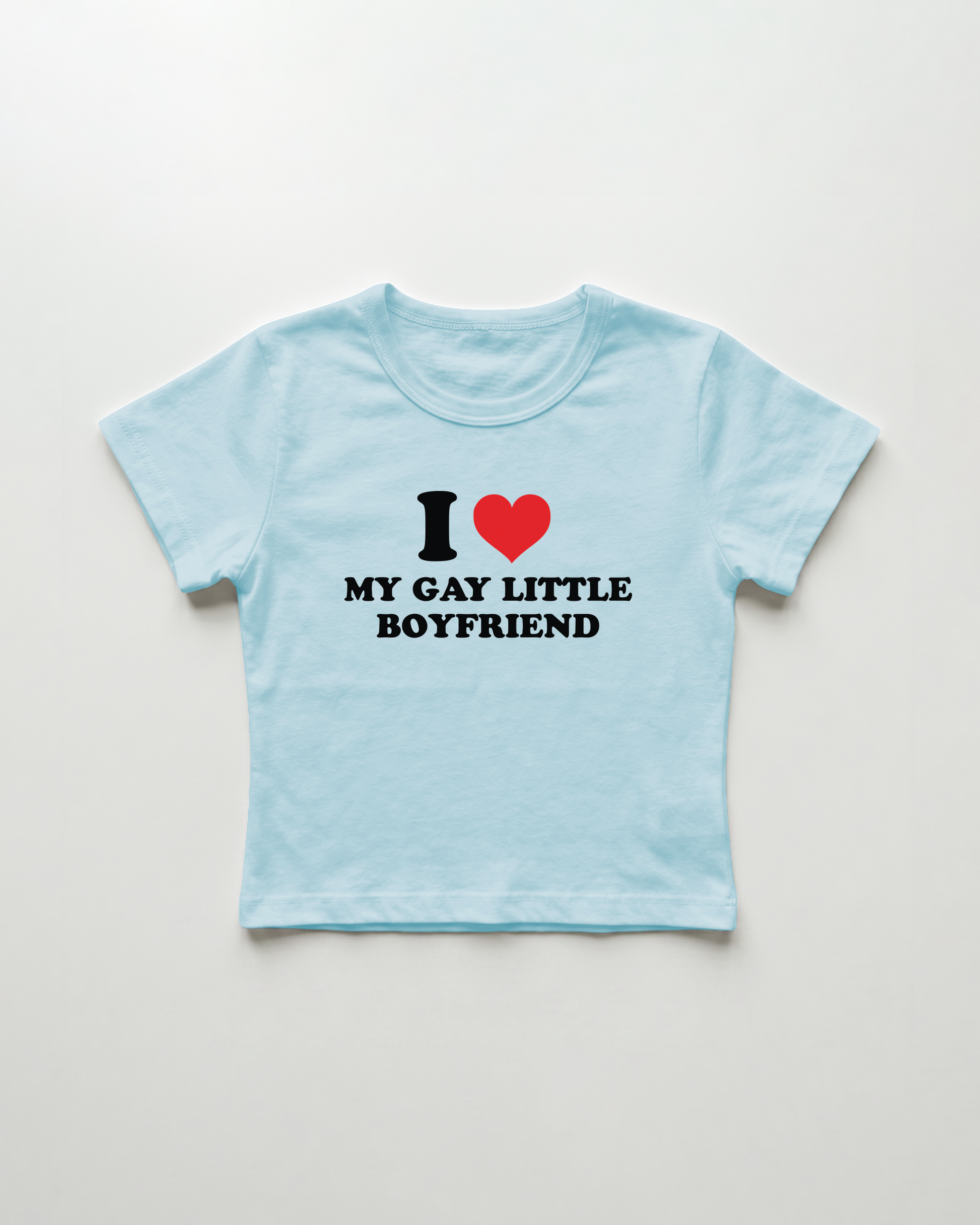 I love my gay little boyfriend cropped Baby Tee Blue | Lolita Sinz