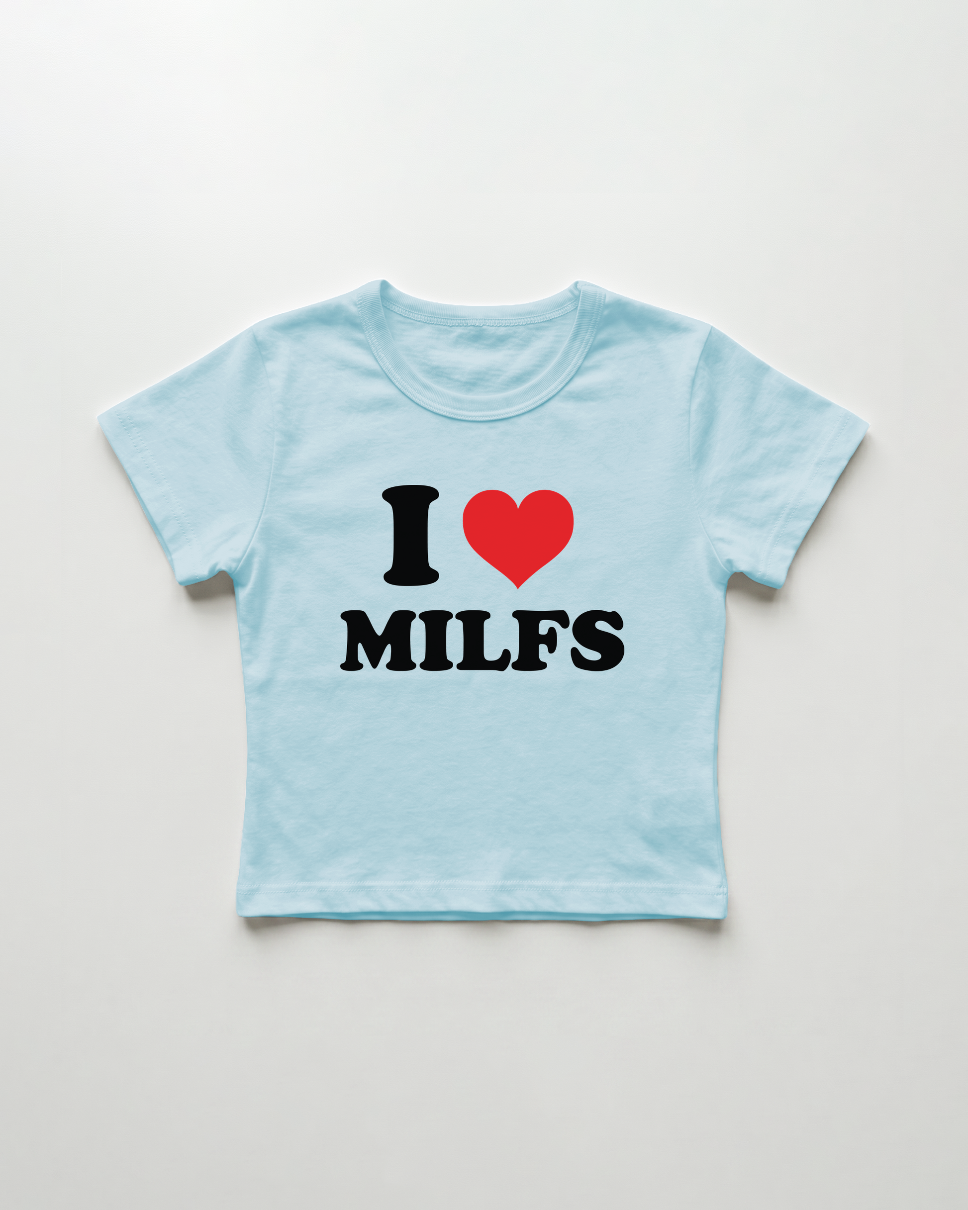 I love milfs cropped Baby Tee Blue | Lolita Sinz