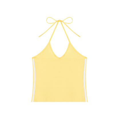 Women's Color Block Halter Crop Tank Top