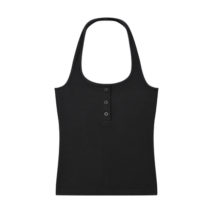 Women's Ribbed Henley Tank Top