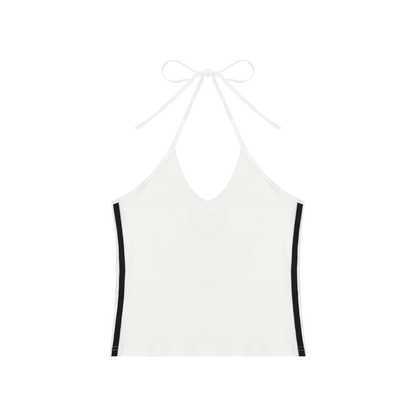 Women's Color Block Halter Crop Tank Top