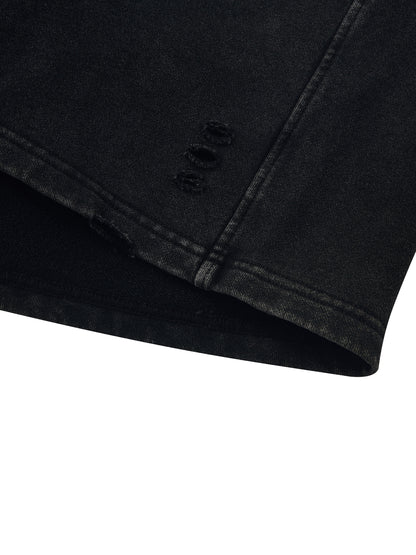 Unisex Vintage Wash Distressed Wide Leg Shorts