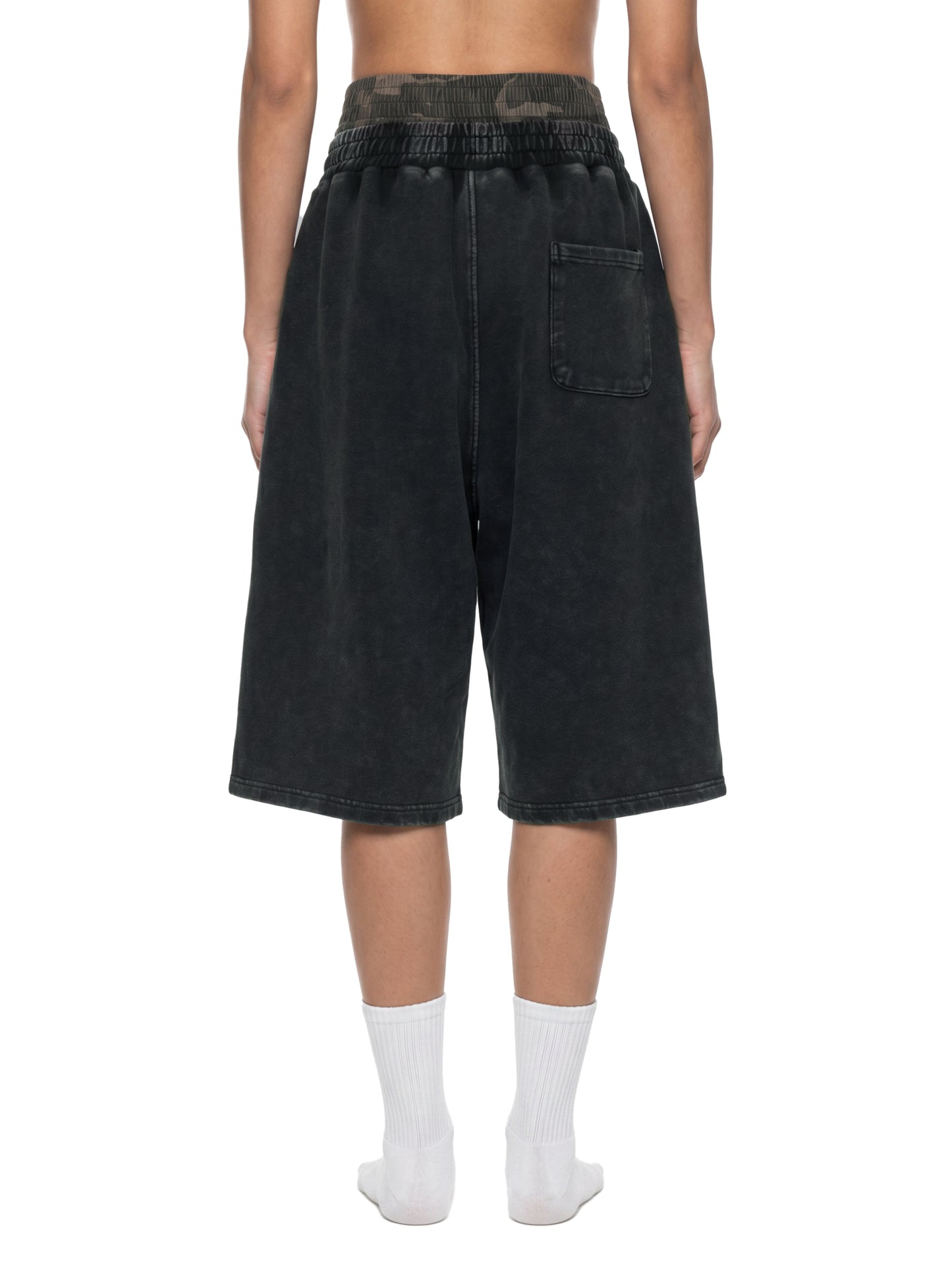 Unisex Vintage Wash Distressed Wide Leg Shorts